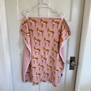 Milkbarn pink fawn deer print organic cotton baby blanket